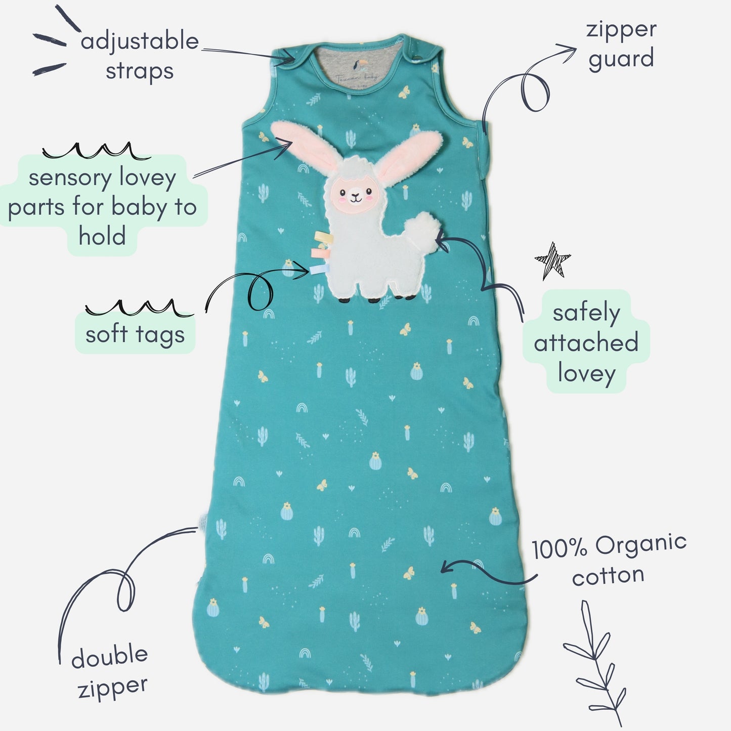 Toucan Baby Llama Sleep Sack